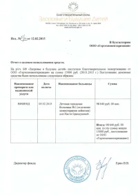 Отчет БФ Здоровье и Будущее детей